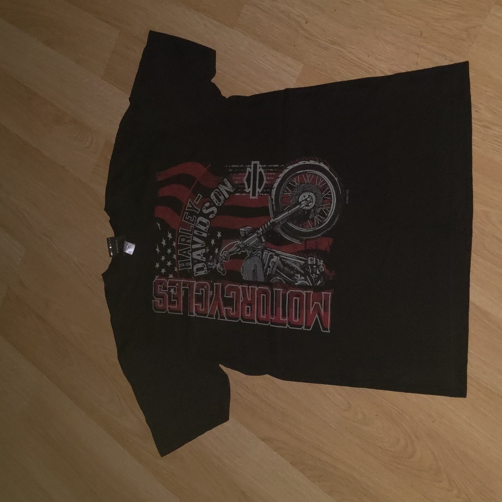 Harley-Davidson St Paul MN w Bike Flag Blk Short Sleeve Crewneck T-Shirt M